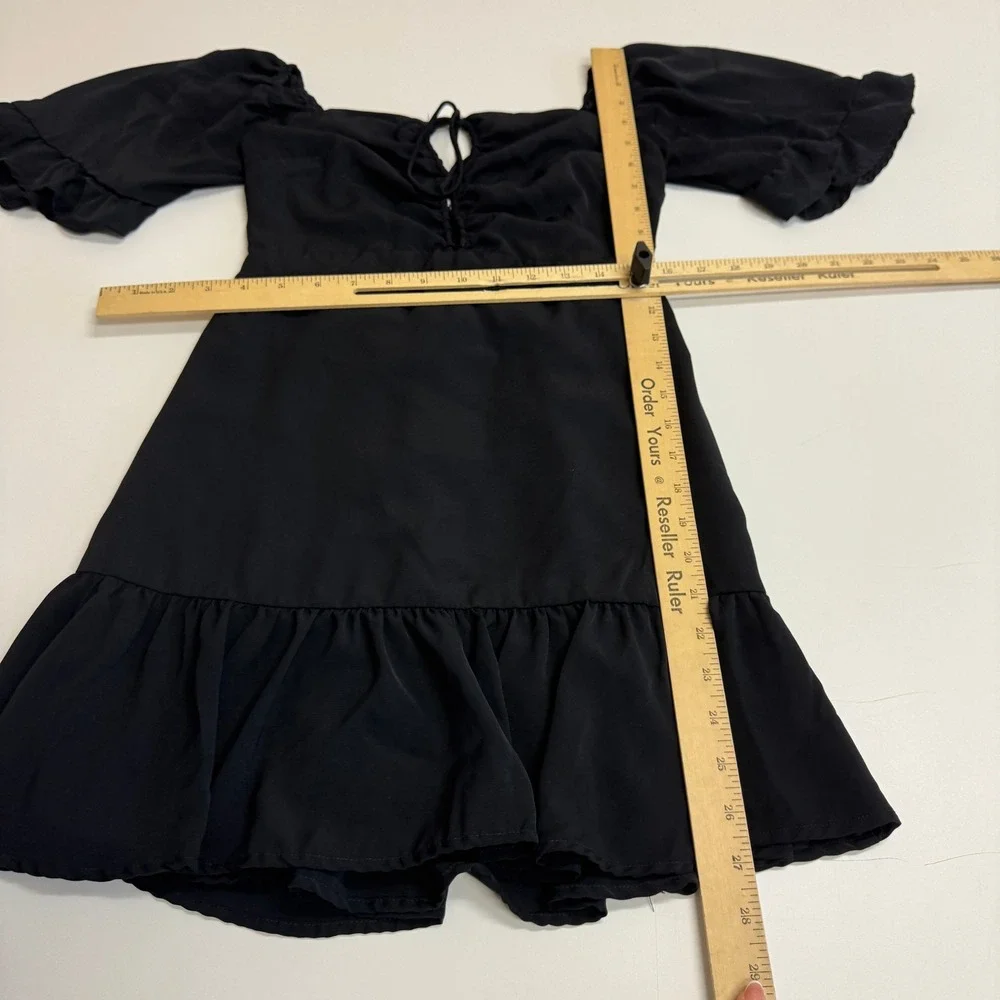 Abercrombie & Fitch Dress Women XS Black Off Shoulder Ruffle Mini Cottagecore - Picture 10 of 11